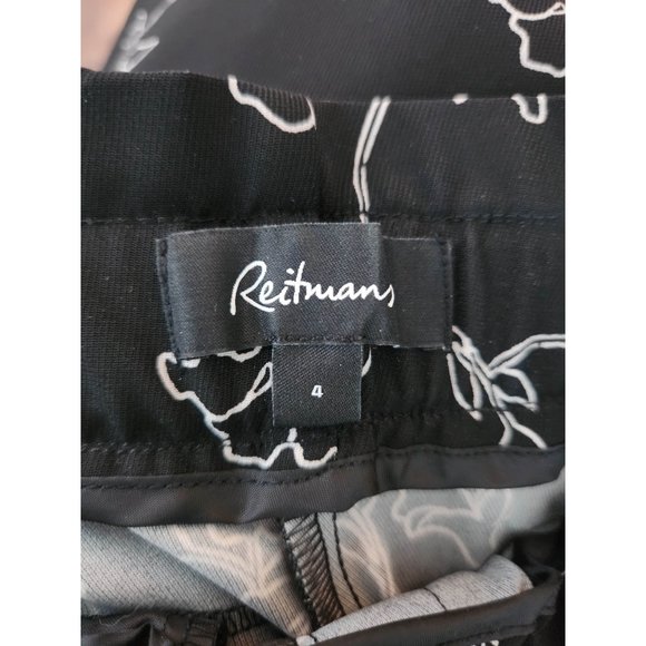 2 FOR $15! NWOT Reitmans Black Pants with White Print, Tie Waist, Straight-leg - Picture 3 of 7